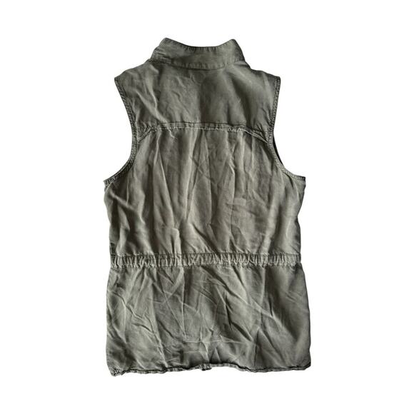 Massimo Utility Vest Women’s Small Army Green Button Front Cargo Pockets Y2K - Picture 4 of 7